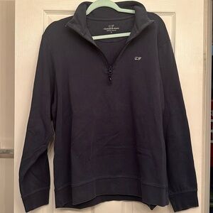 Vineyard Vines navy blue quarter zip cotton pullover sweatshirt